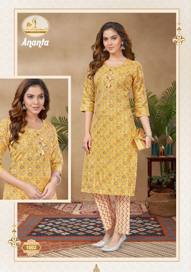 Miss World Ananta 1 Cotton Printed Kurti With Bottom Catalog
